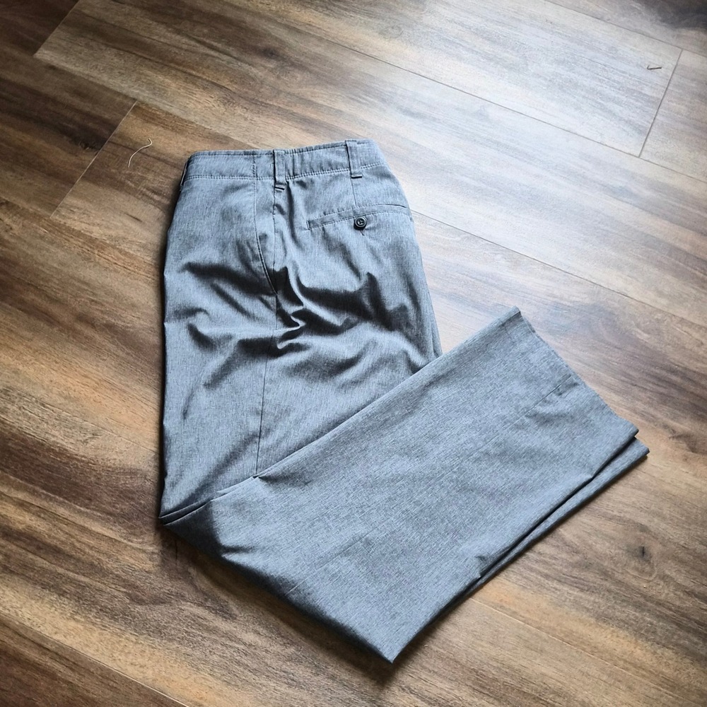 Ben Hogan Mens Gray Heathered Performance Golf Pants Flat Front Trousers 34x29
